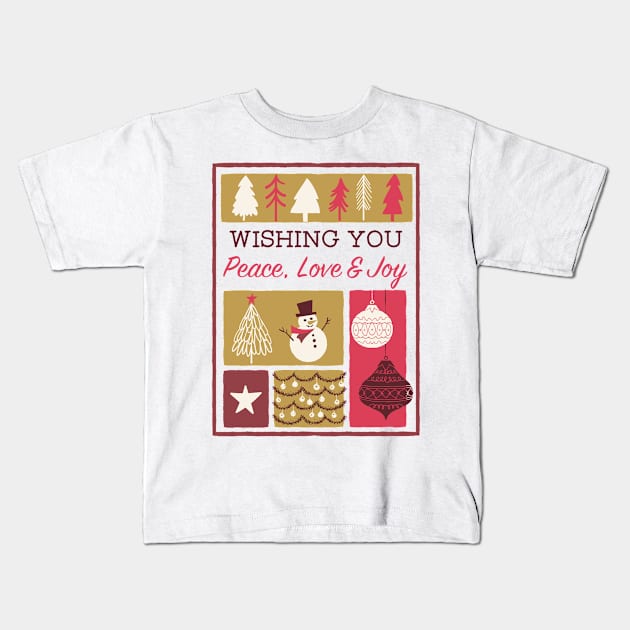 Fun Christmas Card Design Kids T-Shirt by SWON Design